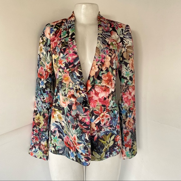Zara Basic Multi color bouquet floral Blazer - M - Picture 1 of 6